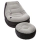 Надувное кресло Intex 68564-2 из ПВХ 130х99х76 см с круглым пуфом 64х28 см ручным насосом и подушкой Серый (127-9-68564-2) - изображение 2