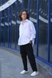 Подростковий классический детский брючный костюм для мальчика (верхняя рубашка и брюки) из коттона 158-164 белый+черный - изображение 1