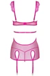 Мереживна сорочка Beauty Night PEYTON CHEMISE & thong з пажами для панчіх Вишневий L/XL - зображення 5