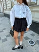 Школьная блузка для девочки подростковая детская хлопковая вышитая с длинным рукавом нарядная для школы IRmAS 1294 рост размер 152 белая - изображение 5