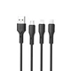 Кабель тройной 3 в 1 XO NB230 - USB-C + Lightning + microUSB комбо шнур черный - изображение 2