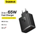Адаптер сетевой Baseus Cube Pro Fast Charger |1USB/2Type-C, 65W/3A, PD/QC| Black - изображение 6