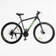 Велосипед Спортивний 29 дюймів Corso Leader LD-800 обладнання Shimano сталева рама 21 дюймів 21 швидкість. Black and Green (176388) - зображення 1