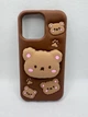 Детский резиновый чехол Bear для Apple iPhone 12 Pro Max / 13 Pro Max с подставкой держателем Коричневый - изображение 3