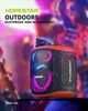 Портативная аккумуляторная беспроводная Bluetooth колонка 2 микрофона караоке акустическая система 120Вт с LED светомузыкой Hopestar Party 130 черный - изображение 4