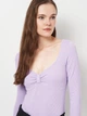 Боди-футболка женская H&M 1137323_сиреневый M Сиреневая (2000001632055) - изображение 4