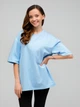 Набор футболок хлопковых оверсайз длинных женских Ray Oversize U0104W-3PACK2 L/XL 3 шт Бежевый/Голубой/Синий (RAY2000000038049) - изображение 3