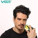 Бездротова електробритва для гоління обличчя з USB та LED-індикатором VGR V-383 Pro Золотистий з чорним + Підставка - изображение 3