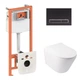 Готовое решение Qtap для ванной комнаты: подвесной унитаз Swan Ultra Quiet 485x360x320 + комплект инсталляции Nest 4 в 1 (линейная клавиша Black mat) - изображение 1