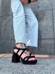 Женские босоножки на каблуке и платформе L&M 39р(25см) черные эко-замш (9050-39) - изображение 6