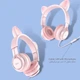 Наушники для детей Bluetooth Hoco W36 Cat EAR с микрофоном 3.5 мм розовые - зображення 5