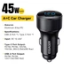 Автомобильное зарядное устройство Essager ES-CC21 45 Вт USB+TypeC PD+QC LED дисплей технология быстрой зарядки - изображение 12