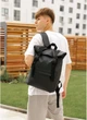 Рюкзак RollTop чорний, екошкіра, об'ємний, 54 см - зображення 1