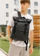 Рюкзак RollTop чорний, екошкіра, об'ємний, 54 см - зображення 3