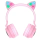 Бездротові Bluetooth навушники Hoco W27 Cheerful Cat ear |портативна стерео гарнітура, Bluetooth 5.0, TF/AUX, до 5 годин відтворення, 300 мАг, вбудований мікрофон, котячі вушка, підсвічування| Рожевий - зображення 2
