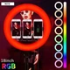 Кільцева RGB LED-лампа MJ18 45 см — мультиколірна із пультом і тримачем - зображення 1