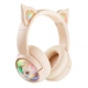 Наушники Onikuma беспроводные Bluetooth игровые Cat Ear с RGB, AUX и Type-C, 55 часов Бежевые (B5) - изображение 2