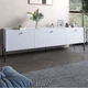 Тумба под телевизор на 3 ящика LION Wood с черными ножками 160x40x65 см Нимфея Альба (белый) (LION-043102) - изображение 1