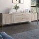Тумба под телевизор с ящиками LION Wood с золотыми ножками 180x50x40 см Дуб Сонома (LION-043115) - изображение 1