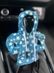 Чехол худи на рычаг КПП / АКПП | Car Hoodie для авто | Креативная кофта на коробку передач | Голубая со звездами | Светится в темноте - изображение 1