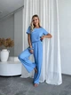 Жіночий домашній костюм трійка (топ+резинка+штани) Uaclothes 46-48 Блакитний (like34017-144241350) - изображение 2