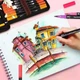 Двусторонние акварельные маркеры в пенале 48 шт, Color pencil / Набор скетч-маркеров для рисования - изображение 2