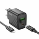 Зарядний пристрій Hoco CS23A 1USB 1USB-C PD/QC 30W + Type-C to Lightning Cable Black - зображення 4