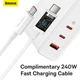 Мережевий зарядний пристрій адаптер Baseus GaN5 Pro Fast Charger |1USB/2Type-C, PD/QC, 140W/5A| + кабель USB Type-C – USB Type-C 1м Білий - зображення 10