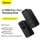 Мережевий зарядний пристрій адаптер Baseus GaN2 Pro Quick Charger |2USB/2Type-C, QC/PD, 100W, 5A| Чорний - зображення 9