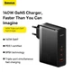 Мережевий зарядний пристрій адаптер Baseus GaN5 Pro Fast Charger |2C+U, 140W/3A, PD3.1/QC| + кабель USB Type-C – USB Type-C 1м Чорний - зображення 11
