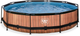 Басейн каркасний Exit Wood Pool з фільтрувальною помпою 360 × 76 см Коричневий (8719874703420) - зображення 1