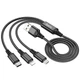 Кабель Combo Hoco Lightning / Type-C / Micro USB 3-in-1 Super charging cable X76 |1m, 2A| black - зображення 3