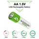 Акумуляторні батарейки Smartoools AA 1.5V 1700 mAh з USB-C зарядкою, 4 шт (Зелений) - изображение 2