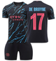 Форма футбольна дитяча De Bruyne (Де Брюйне) 17 Manchester City (Манчестер Сіті), сезон 24/25, 28 розмір, ріст 150-155 см, чорно-блакитний з рожевим - зображення 1