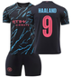 Форма футбольна дитяча Haaland (Голанд) 9 Manchester City (Манчестер Сіті), сезон 24/25, 22 розмір, ріст 125-130 см, чорно-блакитний з рожевим - зображення 1