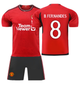 Форма футбольная детская B.Fernandes (Б.Фернандиш) 8 Manchester United (Манчестер Юнайтед), сезон 24/25, 22 размер, рост 125-130 см, красно-черная - изображение 1