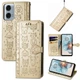 Чохол Embossed Cat and Dog для Motorola Moto G04s книжка шкіра PU з візитницею золотистий - зображення 1