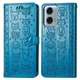 Чехол Embossed Cat and Dog для Motorola Moto G04s книжка кожа PU с визитницей голубой - изображение 4