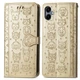 Чехол Embossed Cat and Dog для Samsung Galaxy A06 / A065 книжка кожа PU с визитницей золотистый - изображение 4