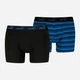 Набор трусов боксеров мужских хлопковых Puma Elements Men Striped Boxers 2P 93884203 S 2 шт Black/Blue (8720245834575) - изображение 1