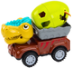 Zestaw autek LEAN Toys Samochód z głową dinozaura i z jajem w przyczepie 4 szt 18972 (5905991014553) - obraz 6