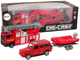 Zestaw zabawek LEAN Toys Wóz Straż pożarna + Auto z napędem + Motorówka z przyczepką Czerwona 13311 (5905323215139) - obraz 3