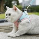 Мягкая шлейка с поводком для кошек, собак со светоотражающими вставками, розовая - изображение 9