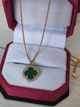 Серебряное колье в стиле Van Cleef Ван Клиф клевер в позолоте с малахитом (СТ-805п) - изображение 1
