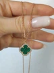Серебряное колье в стиле Van Cleef Ван Клиф клевер в позолоте с малахитом (СТ-805п) - изображение 2