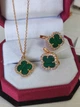 Серебряное колье в стиле Van Cleef Ван Клиф клевер в позолоте с малахитом (СТ-805п) - изображение 4