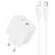 Мережевий Зарядний Пристрій Hoco CS13A 1Type-C/20W/PD + (Type-C - Lightning) (Бiлий) - зображення 1