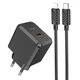 Мережевий Зарядний Пристрій Hoco CS13A 1Type-C/20W/PD + (Type-C - Lightning) (Чорний) - зображення 1