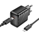 Мережевий Зарядний Пристрій Hoco CS24A 1Type-C/25W/PD + (Type-C - Lightning) (Чорний) - зображення 4