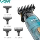 Триммер аккумуляторный VGR V-961 профессиональный, водонепроницаемый, LED-дисплей, 4 насадки, USB зарядка, прозрачный корпус - изображение 3